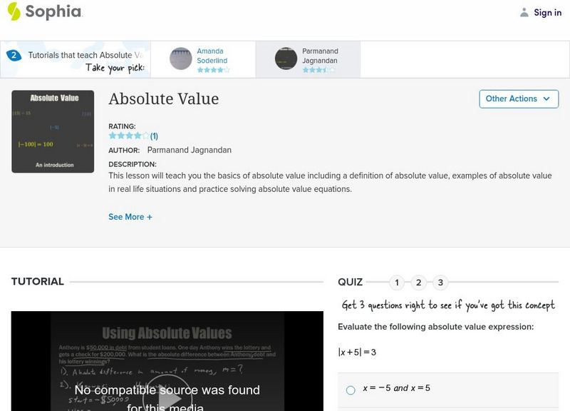 Sophia: Absolute Value Instructional Video