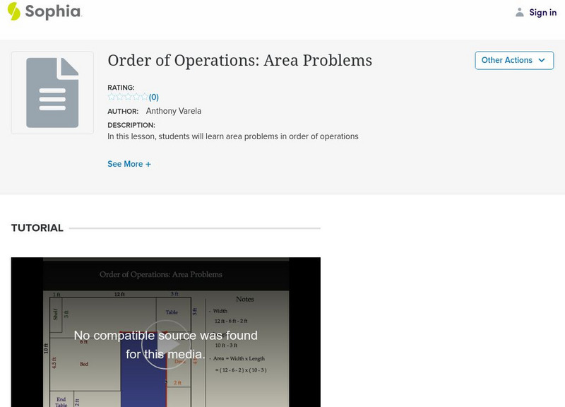 Sophia: Order of Operations: Area Problems Instructional Video Sophia: Order of Operations: Area Problems Instructional Video