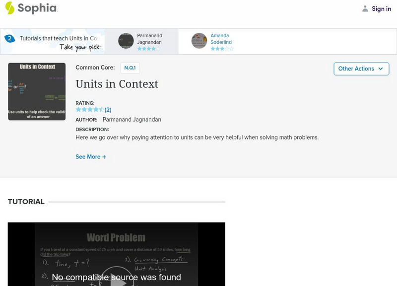 Sophia: Units in Context #1 Instructional Video