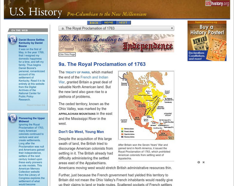 U.s. History: Royal Proclamation of 1763 Website