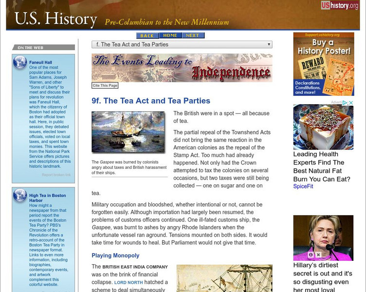 U.s. History: The Tea Act and Tea Parties Website U.s. History: The Tea Act and Tea Parties Website