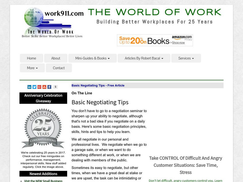 Work 911: Basic Negotiating Tips Article Work 911: Basic Negotiating Tips Article