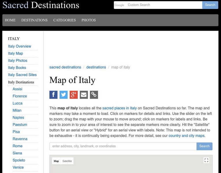 Sacred Destinations: Cities of Italy Map Graphic Sacred Destinations: Cities of Italy Map Graphic