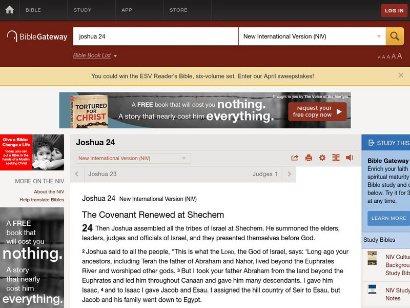 Bible Gateway: Joshua 24 Handout Bible Gateway: Joshua 24 Handout