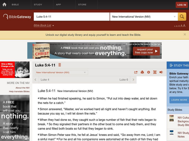 Bible Gateway: Luke 5:4 11 Handout