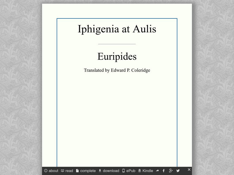 University of Adelaide: Iphigenia at Aulis by Euripides eBook University of Adelaide: Iphigenia at Aulis by Euripides eBook
