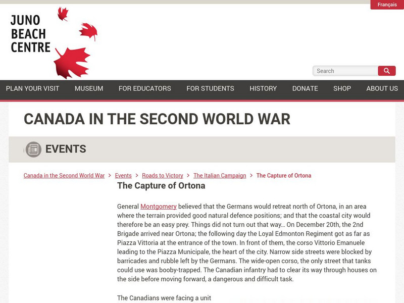 The Capture of Ortona Website The Capture of Ortona Website