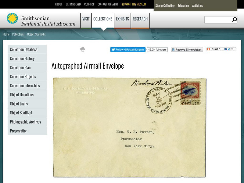 National Postal Museum: Autographed Airmail Envelope Website National Postal Museum: Autographed Airmail Envelope Website