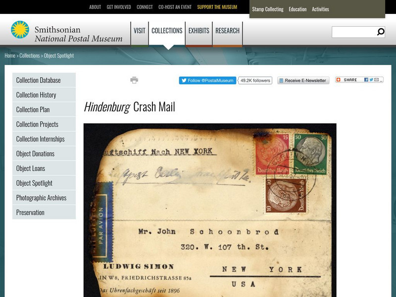 National Postal Museum: Object of the Month: Mail From the Hindenburg Crash Activity National Postal Museum: Object of the Month: Mail From the Hindenburg Crash Activity