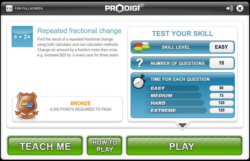 Mangahigh: Number: Repeated Fractional Change Interactive Mangahigh: Number: Repeated Fractional Change Interactive