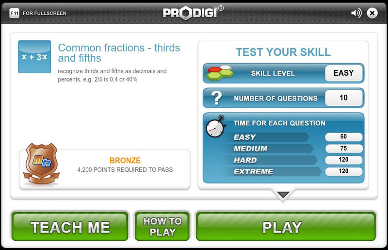 Mangahigh: Number: Common Fractions Thirds and Fifths Interactive Mangahigh: Number: Common Fractions Thirds and Fifths Interactive