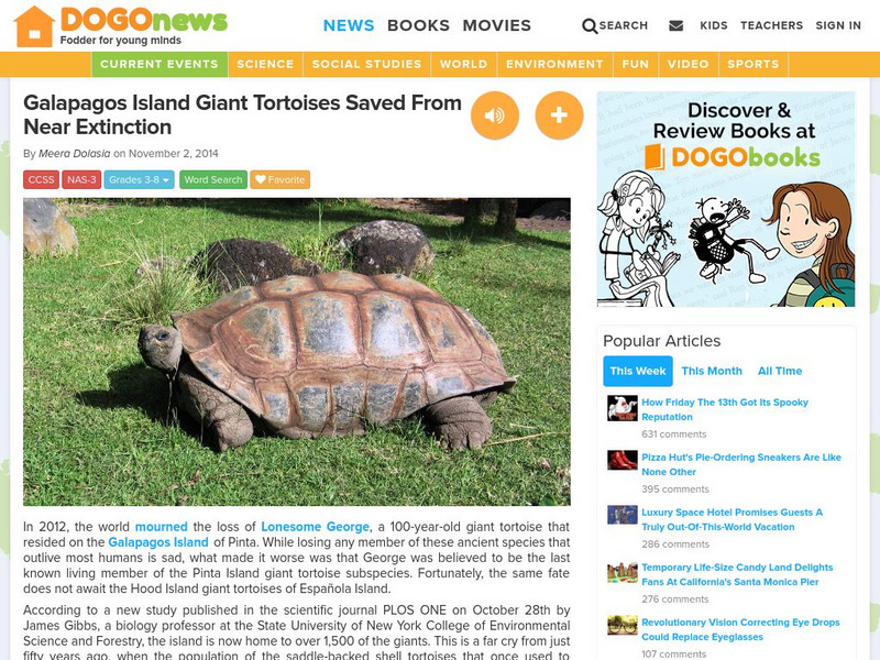 Dogo News: Galapagos Island Giant Tortoises Saved Article