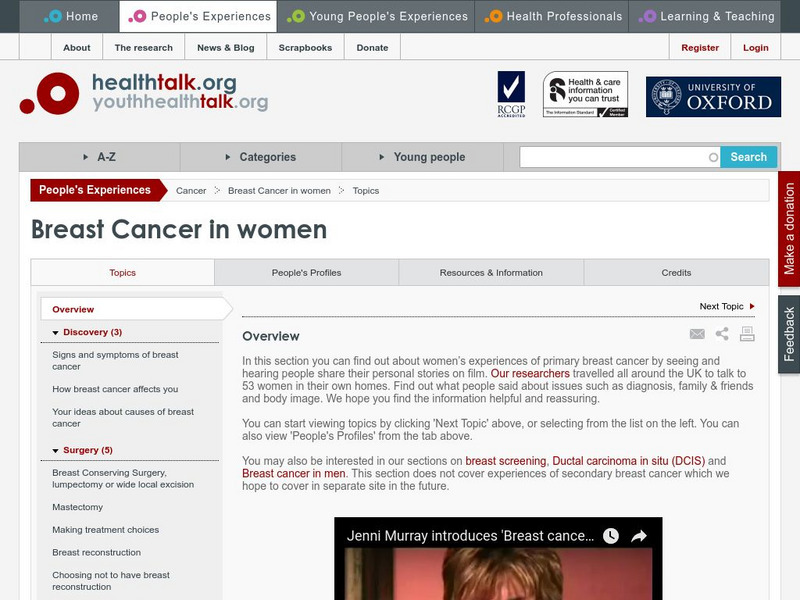 Health Talk Online: Breast Cancer Website Health Talk Online: Breast Cancer Website