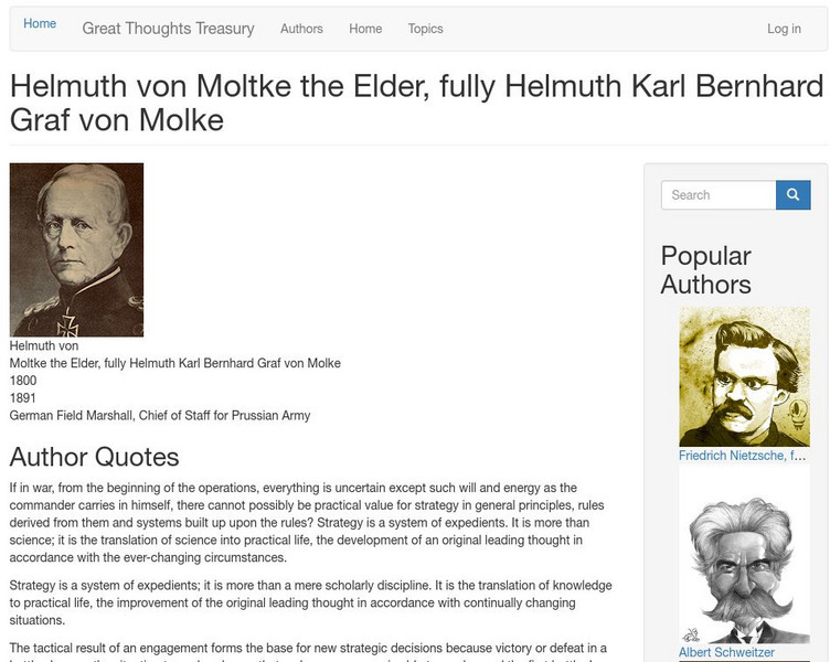 Great Thoughts Treasury: Helmuth Von Moltke the Elder Website Great Thoughts Treasury: Helmuth Von Moltke the Elder Website