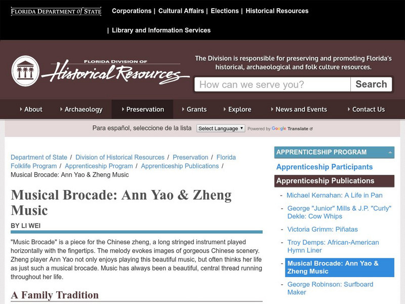 Florida Historical Resources: Musical Brocade: Ann Yao and Zheng Music Article Florida Historical Resources: Musical Brocade: Ann Yao and Zheng Music Article