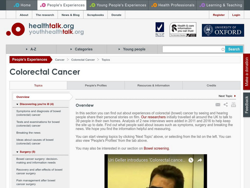 Health Talk Online: Colorectal Cancer Website