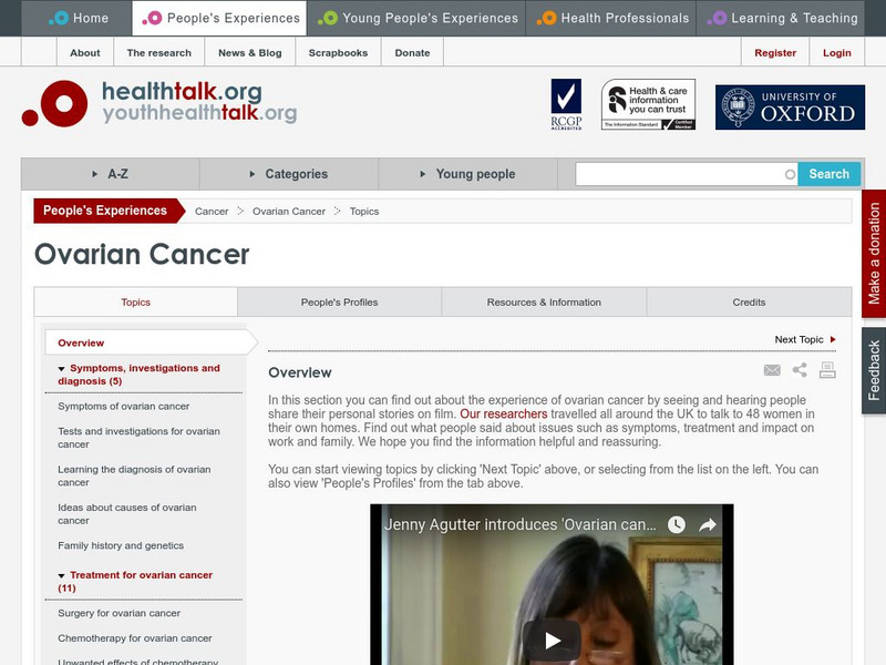 Health Talk Online: Ovarian Cancer Website