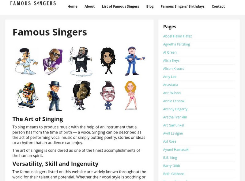 Famous Singers Website Famous Singers Website
