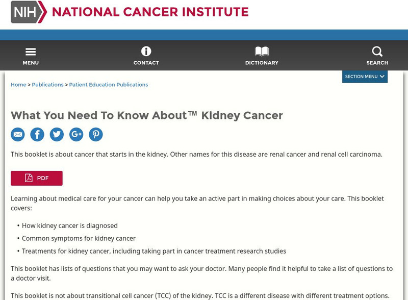 Cancer.gov: What You Need to Know About Kidney Cancer eBook Cancer.gov: What You Need to Know About Kidney Cancer eBook
