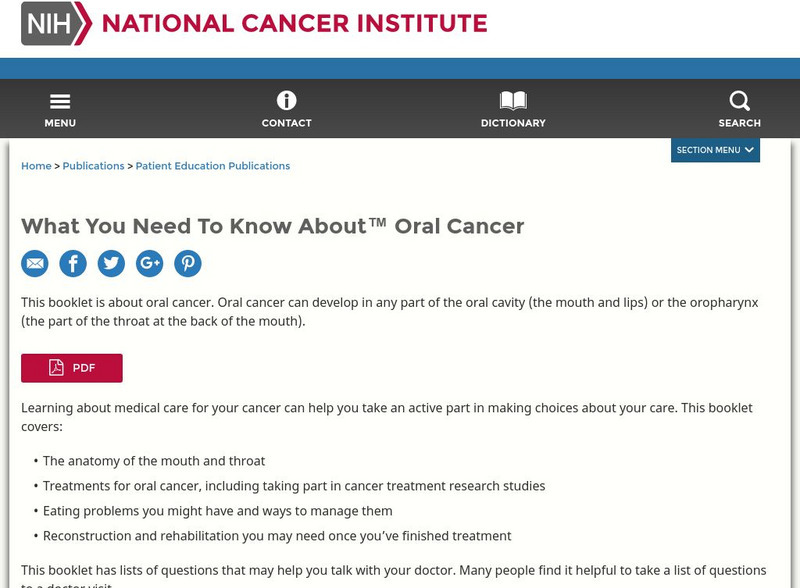 Cancer.gov: What You Need to Know About Oral Cancer eBook