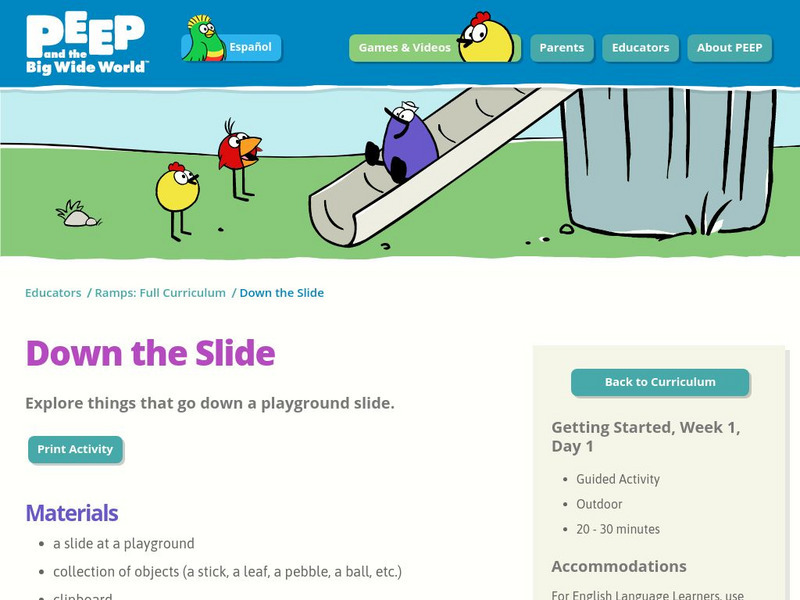 Wgbh: Peep and the Big Wide World: Down the Slide Activity Wgbh: Peep and the Big Wide World: Down the Slide Activity