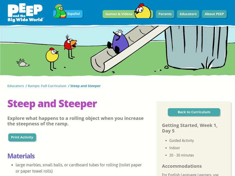 Wgbh: Peep and the Big Wide World: Steep and Steeper Activity Wgbh: Peep and the Big Wide World: Steep and Steeper Activity