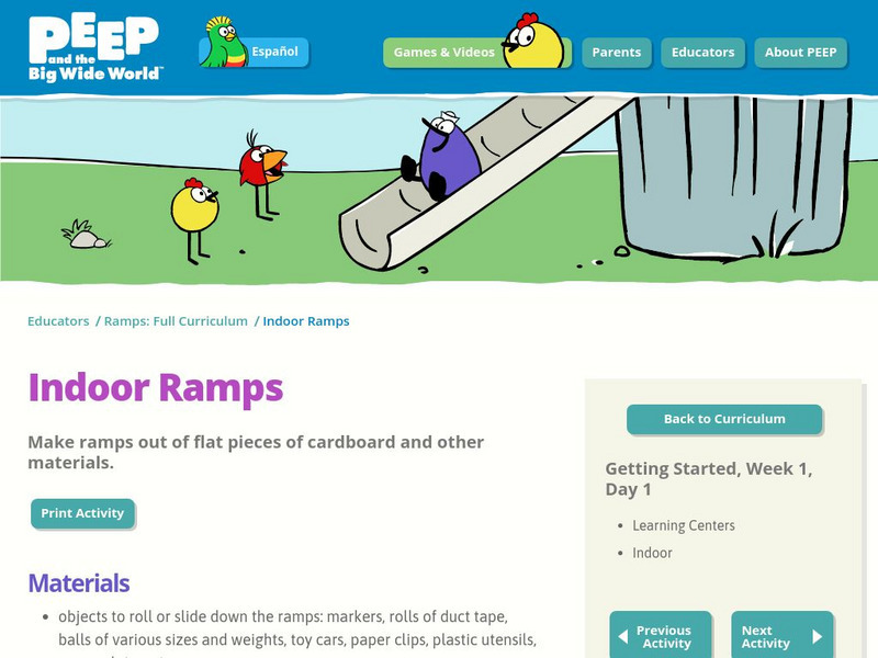 Wgbh: Peep and the Big Wide World: Indoor Ramps Activity Wgbh: Peep and the Big Wide World: Indoor Ramps Activity