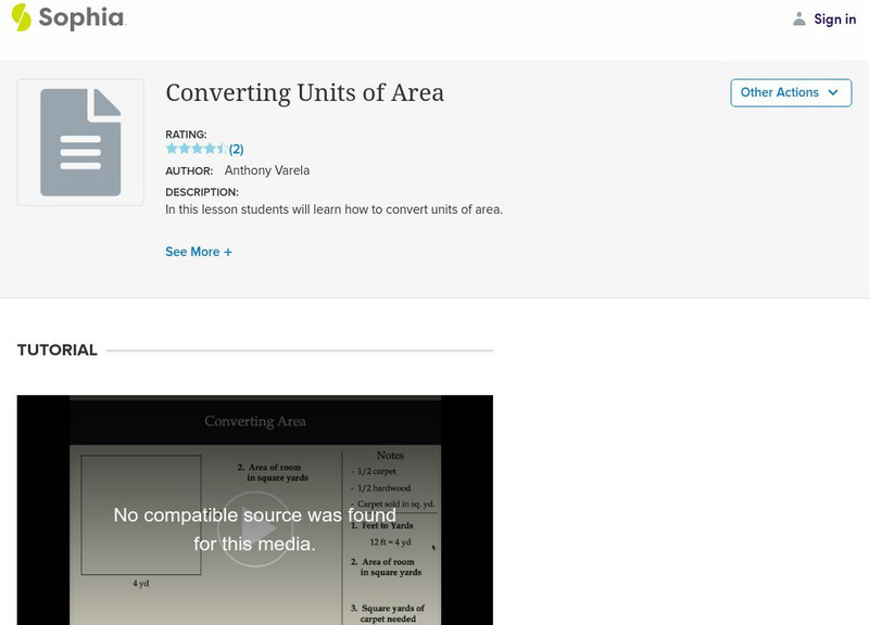 Sophia: Converting Units of Area Instructional Video