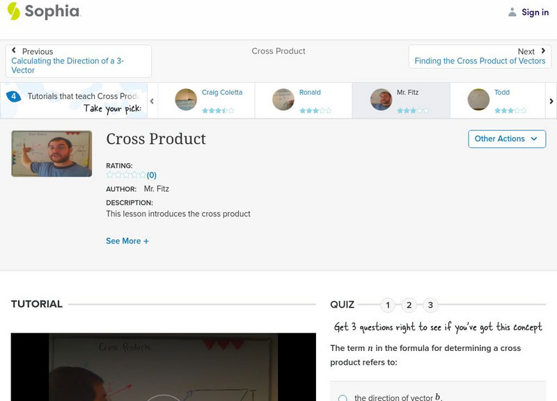 Sophia: Cross Product Instructional Video