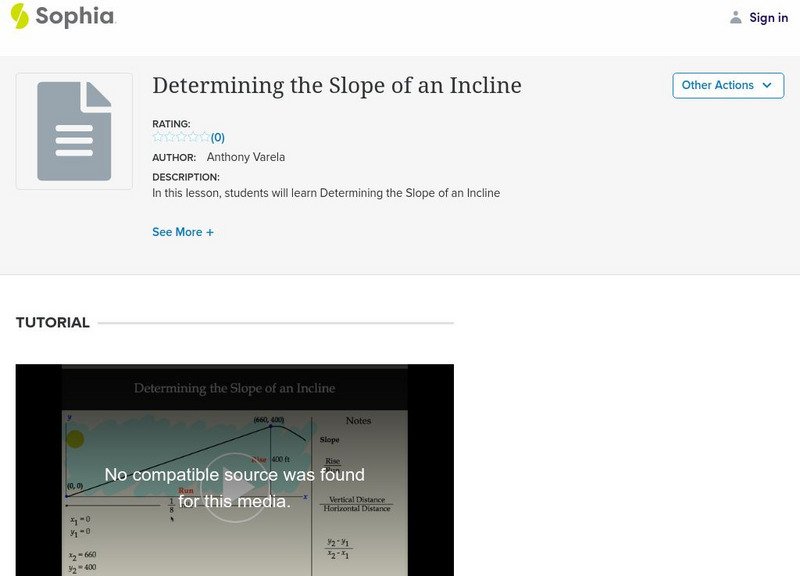 Sophia: Determining the Slope of an Incline Instructional Video