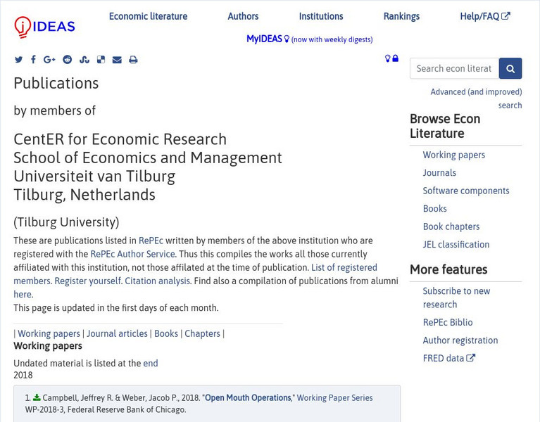 Tilburg Univ, Center for Economic Research: Discussion Activity Tilburg Univ, Center for Economic Research: Discussion Activity