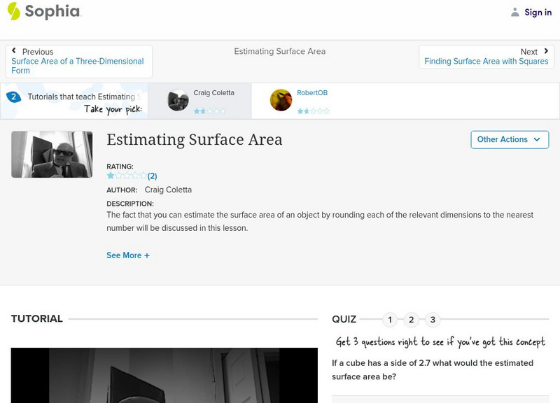 Sophia: Estimating Surface Area Instructional Video Sophia: Estimating Surface Area Instructional Video