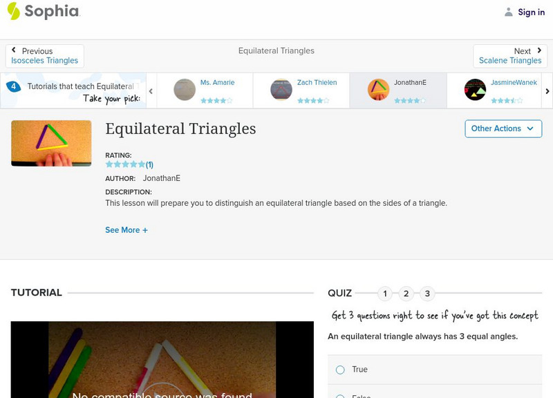 Sophia: Equilateral Triangles Instructional Video