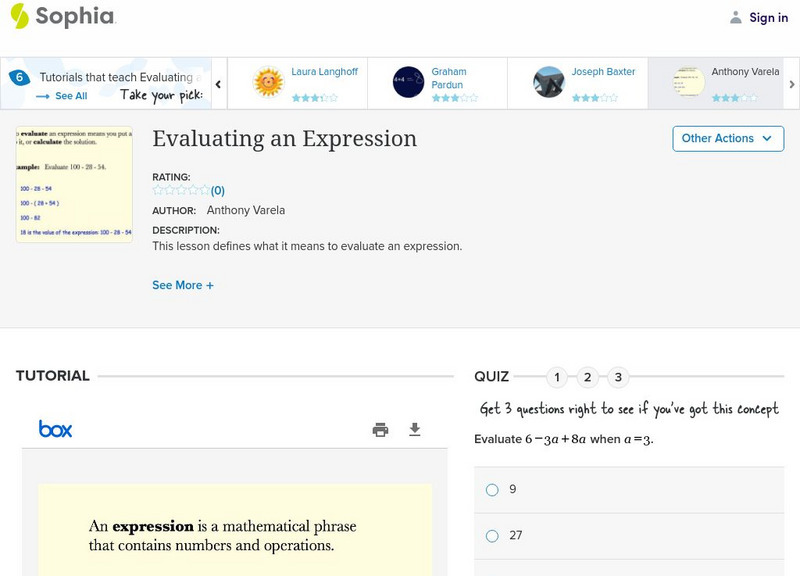Sophia: Evaluating an Expression PPT Sophia: Evaluating an Expression PPT