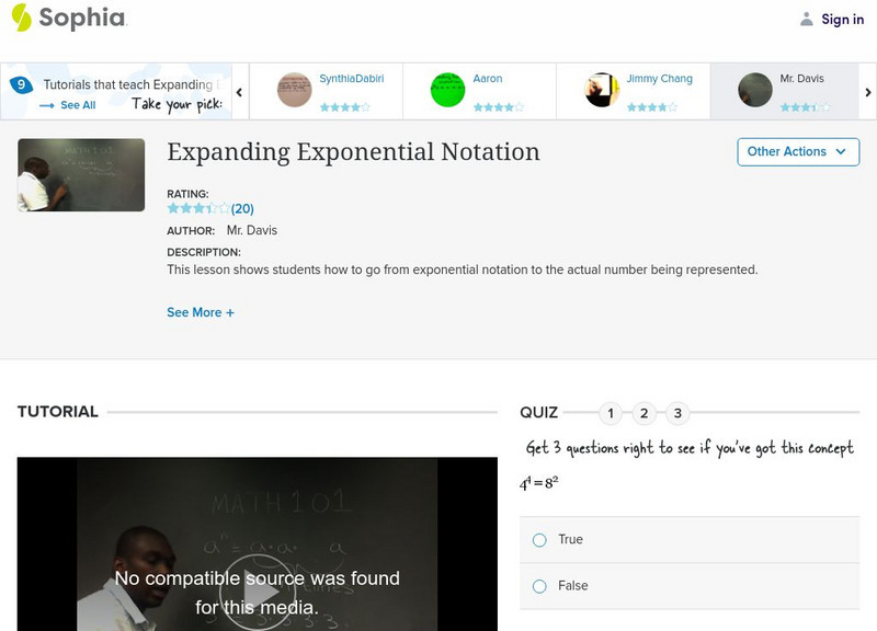Sophia: Expanding Exponential Notation Instructional Video