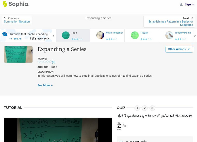 Sophia: Expanding a Series Instructional Video