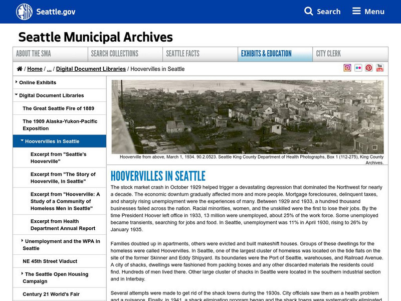 Seattle Municipal Archives: Hoovervilles in Seattle Unit Plan Seattle Municipal Archives: Hoovervilles in Seattle Unit Plan