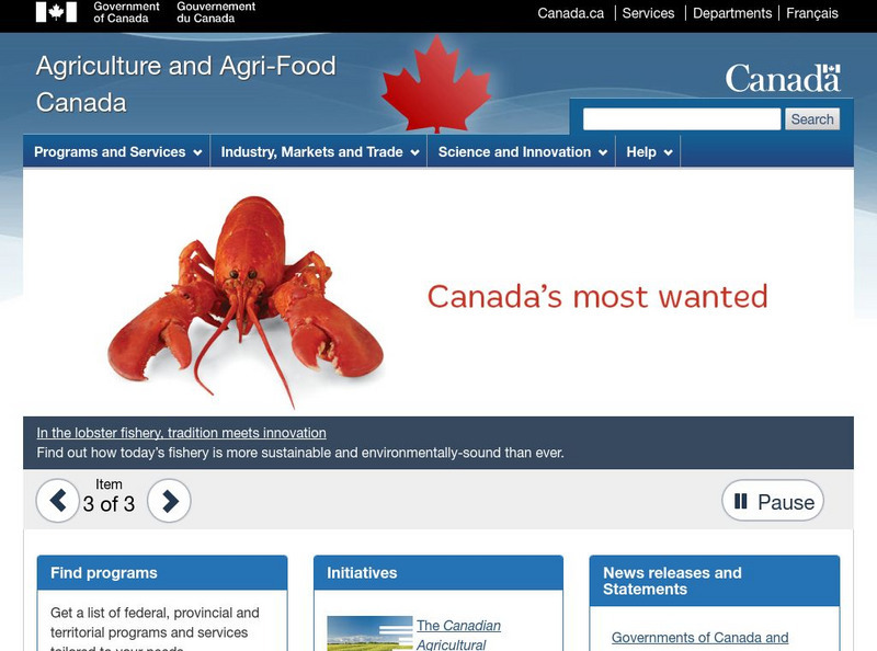 Government of Canada: Agriculture and Agri Food Canada Website Government of Canada: Agriculture and Agri Food Canada Website