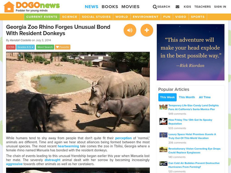 Dogo News: Week of 7 7 14: Georgia Zoo Rhino Forges Unusual Bond With Donkeys Article Dogo News: Week of 7 7 14: Georgia Zoo Rhino Forges Unusual Bond With Donkeys Article