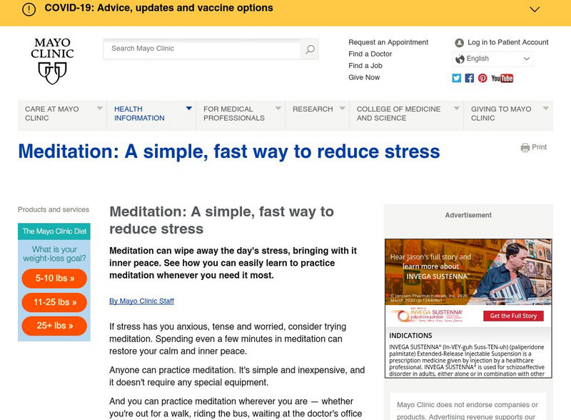 Mayo Clinic: Meditation Website Mayo Clinic: Meditation Website