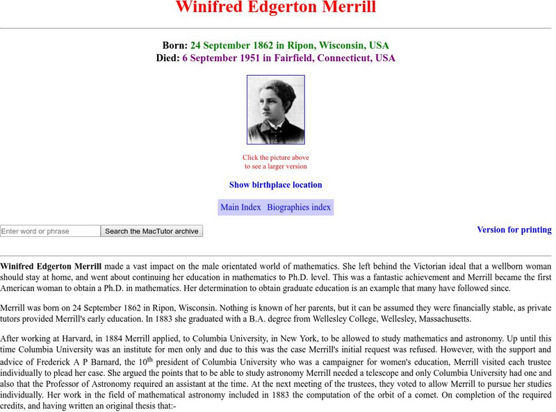 University of St. Andrews: Winifred Merrill Handout University of St. Andrews: Winifred Merrill Handout