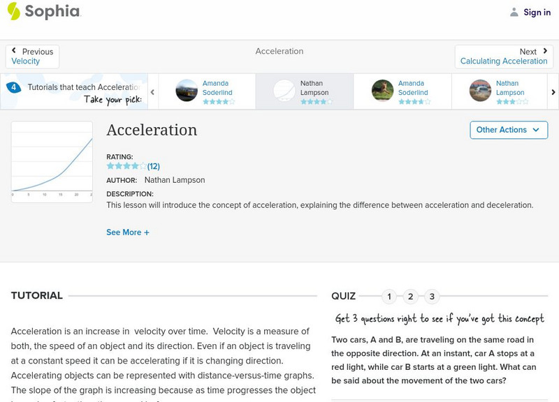 Sophia: Acceleration: Lesson 8 Unit Plan Sophia: Acceleration: Lesson 8 Unit Plan