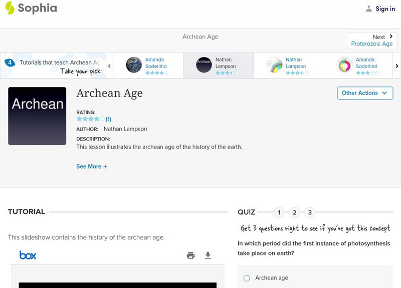 Sophia: Archean Age: Lesson 1 PPT