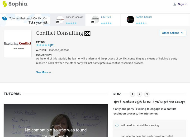 Sophia: Conflict Consulting: Lesson 1 Instructional Video Sophia: Conflict Consulting: Lesson 1 Instructional Video