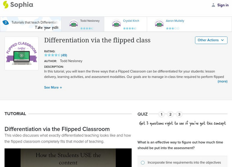 Sophia: Differentiation via the Flipped Class: Lesson 4 Unit Plan Sophia: Differentiation via the Flipped Class: Lesson 4 Unit Plan