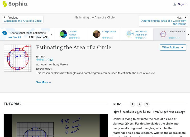 Sophia: Estimating the Area of a Circle: Lesson 3 Unit Plan Sophia: Estimating the Area of a Circle: Lesson 3 Unit Plan