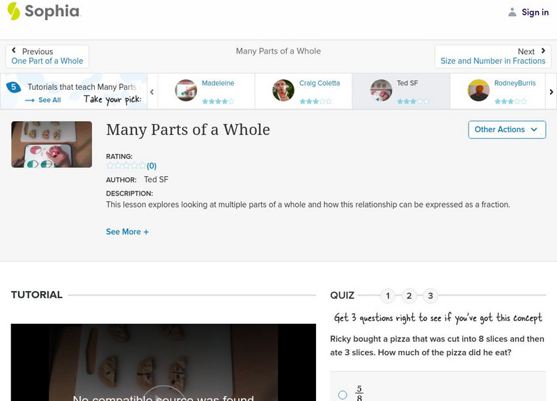 Sophia: Many Parts of a Whole: Lesson 10 Instructional Video Sophia: Many Parts of a Whole: Lesson 10 Instructional Video