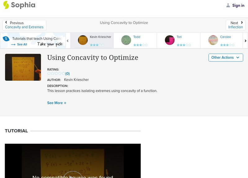 Sophia: Using Concavity to Optimize: Lesson 1 Instructional Video