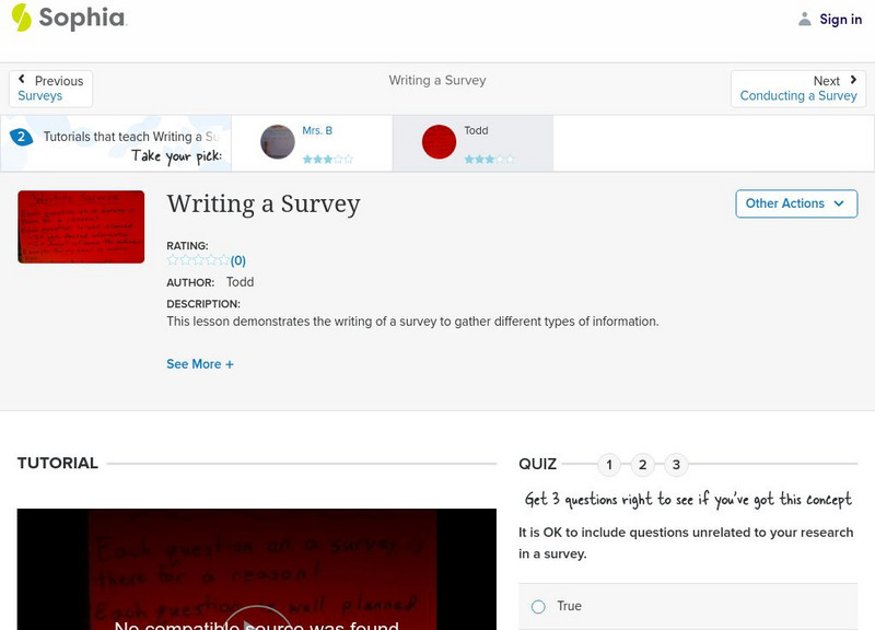 Sophia: Writing a Survey: Lesson 4 Instructional Video Sophia: Writing a Survey: Lesson 4 Instructional Video