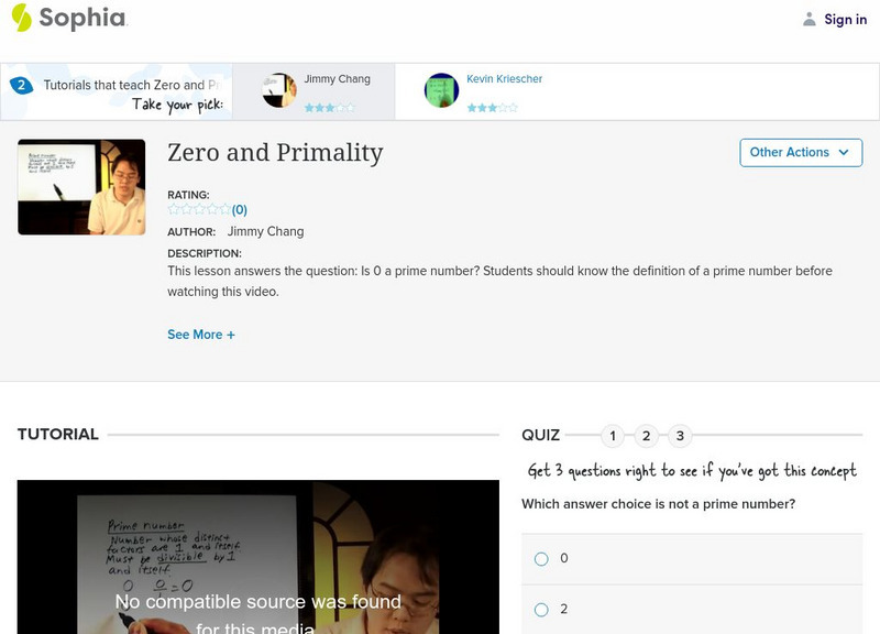 Sophia: Zero and Primality: Lesson 1 Instructional Video